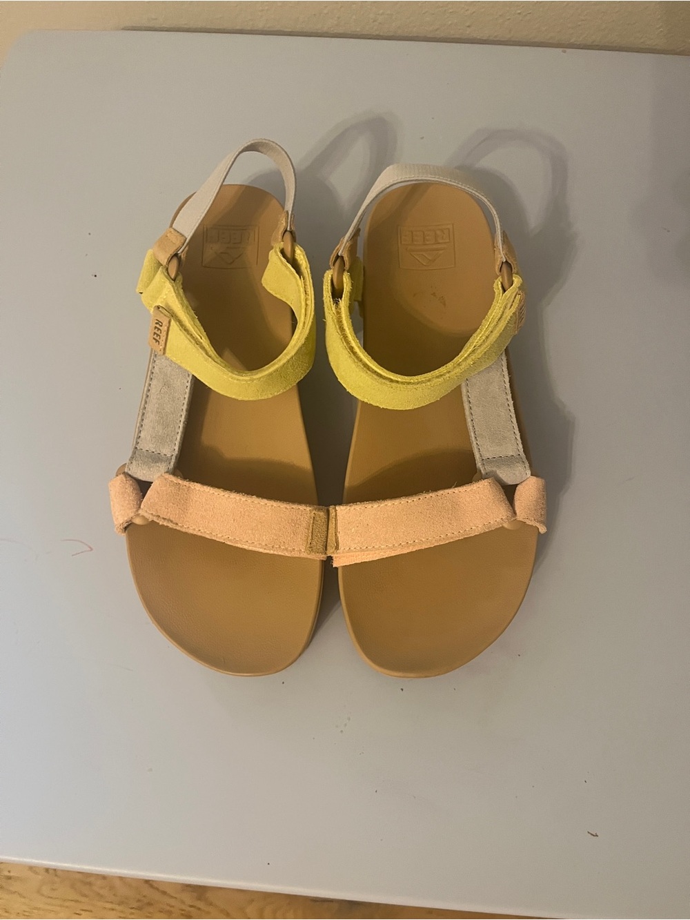 Reef Women's Yellow and Peach Suede Strap Sandals
